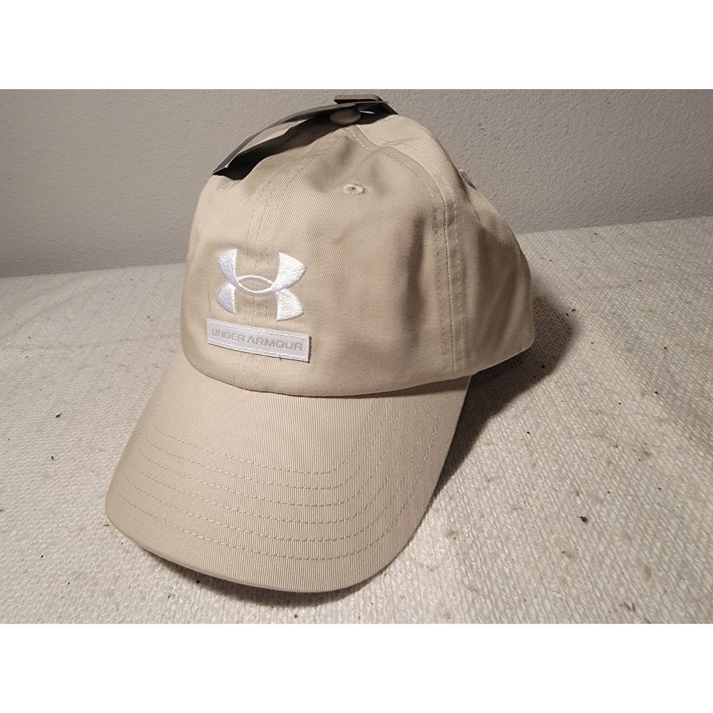 Under Armour Hat Cap Strap Back Mens One Size Khaki Embroidered Logo Golf Sport